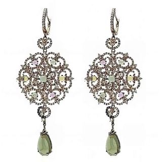 Foto de 32-0533P - *OFERTA* PENDIENTES PLATA PIEDRAS COLOR COBRE 80MM