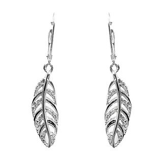 Foto de 38-154P - *OFERTA* PENDIENTES PLATA PLUMA CIRCONITA 38MM