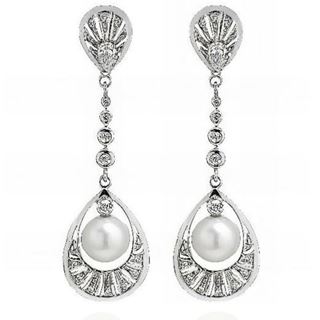 Foto de 38-3862B - PENDIENTES PERLA CIRCONITA 48MM O.B. 18K