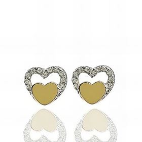 Foto de 40-7216P - PENDIENTES CORAZÓN BICOLOR CIRCONITA 7MM 18K 