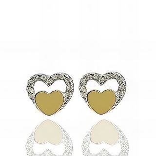 Foto de 40-7216P - PENDIENTES CORAZÓN BICOLOR CIRCONITA 7MM 18K 