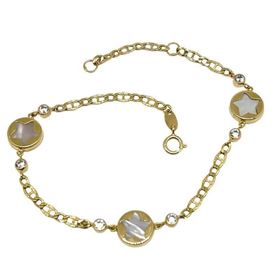 Foto de 45-259E - PULSERA ESTRELLAS NÁCAR Y CIRCONITAS 8-3MM 19CM (ANILLA A 2.5CM) 18K