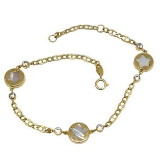 Foto de 45-259E - PULSERA ESTRELLAS NÁCAR Y CIRCONITAS 8-3MM 19CM (ANILLA A 2.5CM) 18K