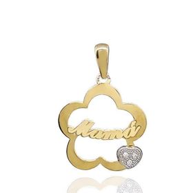 Foto de 51-11211 - COLGANTE 'MAMÁ' FLOR CIRCONITA 19MM 18K 