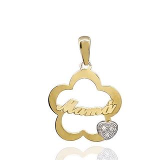 Foto de 51-11211 - COLGANTE 'MAMÁ' FLOR CIRCONITA 19MM 18K 