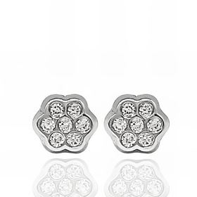 Foto de 51-2012125 - PENDIENTES FLOR CIRCONITA 4MM O.B. 18K
