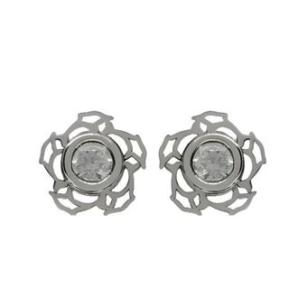 Foto de 70-670B - PENDIENTES FLOR CIRCONITA 6MM O.B. 18K
