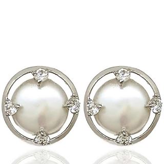 Foto de 71-3445B - PENDIENTES PERLA CIRCONITA 13MM O.B. 18K