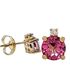 Foto de 71-11999R - PENDIENTES PIEDRAS COLOR SEMIPRECIOSA ROSA 7MM 18K