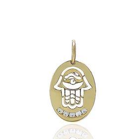 Foto de 99-386 - COLGANTE MANO DE FÁTIMA CIRCONITA OVAL 13MM 18K