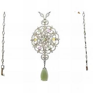 Foto de 32-0533G - *OFERTA* GARGANTILLA PLATA PIEDRAS COLOR 