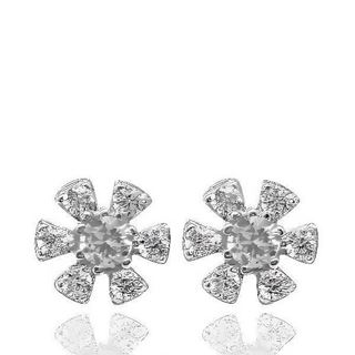 Foto de 40-7403B - PENDIENTES FLOR CIRCONITA 8.5MM O.B. 18K