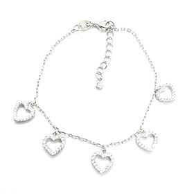 Foto de 25-0420 - PULSERA PLATA CORAZONES CIRCONITA 8MM 15.5CM (ALARGADOR 3.5CM)