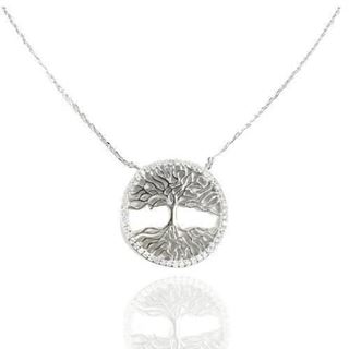 Foto de 25-0019G - GARGANTILLA PLATA ÁRBOL DE LA VIDA CIRCONITA 20MM 42CM (ALARGADOR 2.5CM)