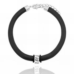 Foto de 18-AG420657 - PULSERA PLATA CUERO NEGRO PERSONALIZABLE 9MM 19.5CM 