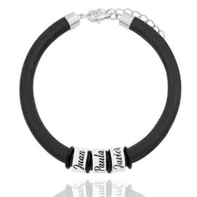 Foto de 18-AG420661 - PULSERA PLATA CUERO NEGRO NOMBRES 9MM