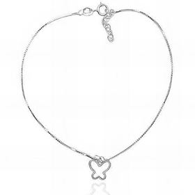 Foto de 20-010 - TOBILLERA PLATA MARIPOSA 10MM 23CM (ALARGADOR 2.5CM)