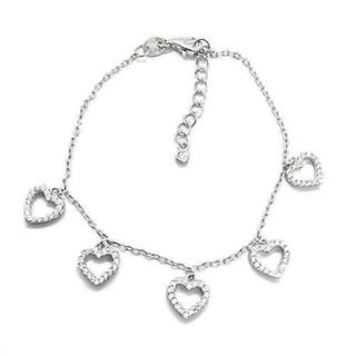 Foto de 25-0420 - PULSERA PLATA CORAZONES CIRCONITA 8MM 15.5CM (ALARGADOR 3.5CM)