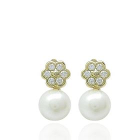 Foto de 70-830P - PENDIENTES FLOR PERLA 11MM CATALÁN 18K