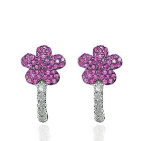 Foto de 25-1711R - PENDIENTES PLATA FLOR CIRCONITAS ROSA 13MM
