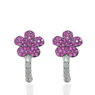 Foto de 25-1711R - PENDIENTES PLATA FLOR CIRCONITAS ROSA 13MM