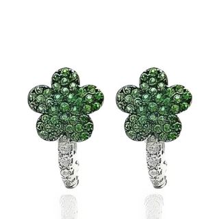 Foto de 25-1711 - PENDIENTES PLATA FLOR CIRCONITA VERDE 13MM