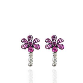 Foto de 25-1712 - PENDIENTES PLATA FLOR CIRCONITA ROJA 9MM