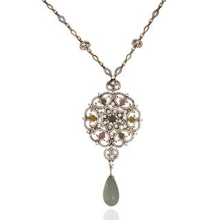 Foto de 32-0533G - *OFERTA* GARGANTILLA PLATA PIEDRAS COLOR 10CM 45CM