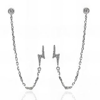 Foto de 25-2049 - PENDIENTES PLATA RAYO CIRCONITA 14MM CADENA 70MM