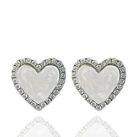 Foto de 25-0546 - PENDIENTES PLATA CORAZÓN NÁCAR CIRCONITA 12MM