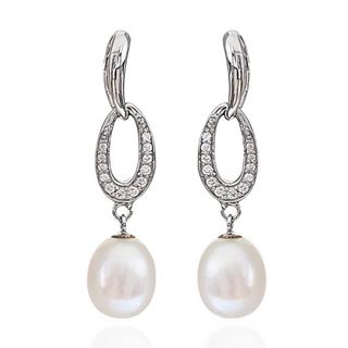 Foto de 43-4183 - *OFERTA* PENDIENTES PLATA PERLA CIRCONITA 32MM