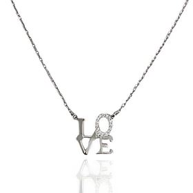 Foto de 25-0063G - GARGANTILLA PLATA "LOVE" CIRCONITA 15MM 40CM (ALARGADOR 5CM)