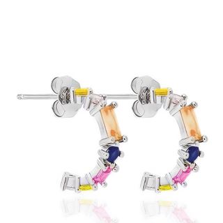 Foto de 18-AG153204 - PENDIENTES ARO PLATA PIEDRAS COLOR PRESIÓN 4X15MM 