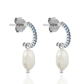 Foto de 18-AG151686 - PENDIENTES PLATA ARO PIEDRAS COLOR 11MM PERLA 10MM 