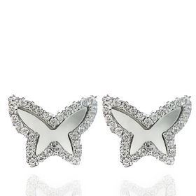 Foto de 25-0544 - PENDIENTES PLATA MARIPOSA NÁCAR CIRCONITA 11MM