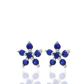 Foto de 25-0446A - PENDIENTES PLATA FLOR CIRCONITA AZUL 6MM