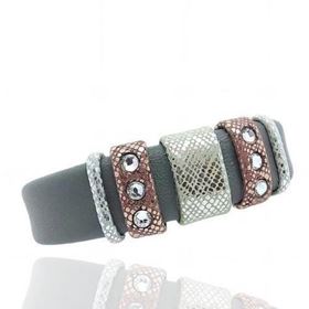 Foto de 00-BR-0723G - *OFERTA* PULSERA ACERO CUERO GRIS 18MM