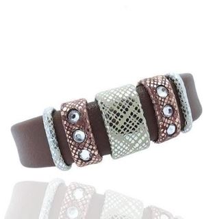 Foto de 00-BR-0723M - *OFERTA* PULSERA ACERO CUERO MARRÓN 18MM