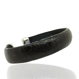 Foto de 00-BG-0624N - *OFERTA* BRAZALETE ACERO PIEL NEGRO 13MM