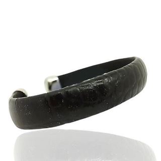 Foto de 00-BG-0624N - *OFERTA* BRAZALETE ACERO PIEL NEGRO 13MM