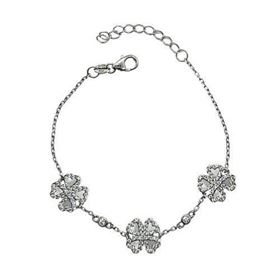 Foto de 25-1093 - PULSERA PLATA TRÉBOLES NÁCAR 10MM 16CM (ALARGADOR 3.5CM)