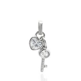 Foto de 25-0517C - COLGANTE PLATA CORAZÓN-LLAVE CIRCONITA 17MM