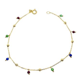 Foto de 10-656-144 - PULSERA BOLAS PIEDRAS COLOR 17.5CM 18K**